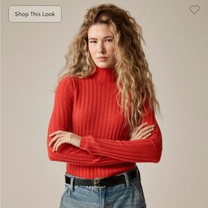 J. Crew Wide Rib Cashmere Turtleneck Sweatet